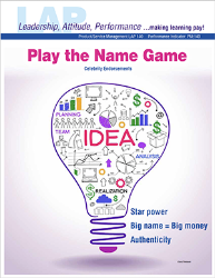 LAP-PM-140, Play the Name Game (Celebrity Endorsements) (Download) PM:140, Product Management, Branding, Sports Marketing, Promotion, Advertising